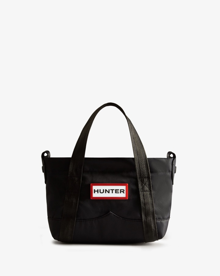 Bolso Shopper De Nailon Mini Con Clip En La Parte Superior De Hunter Negro