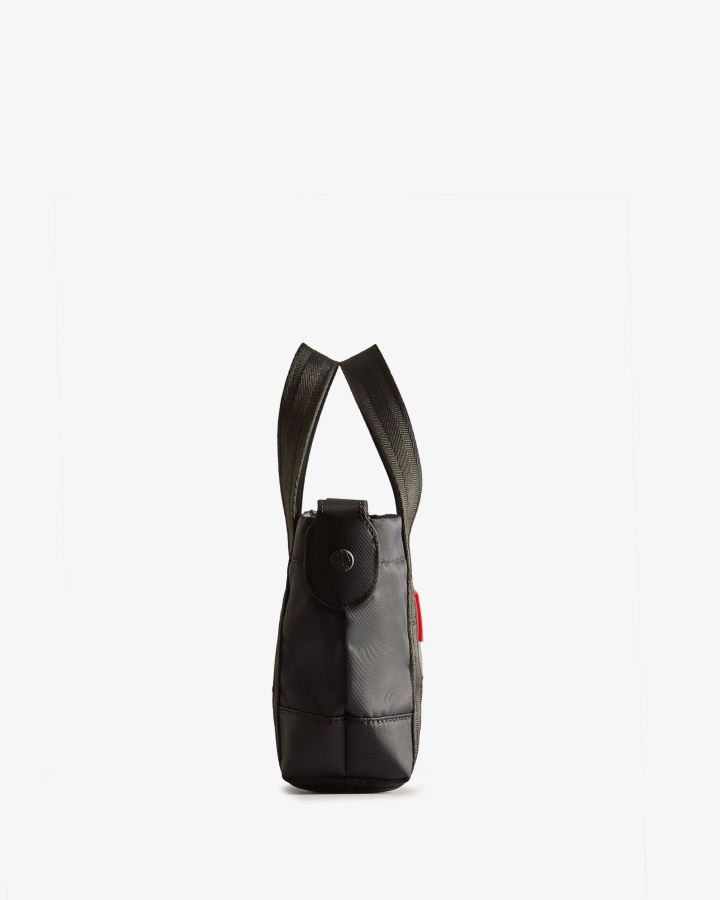 Bolso Shopper De Nailon Mini Con Clip En La Parte Superior De Hunter Negro