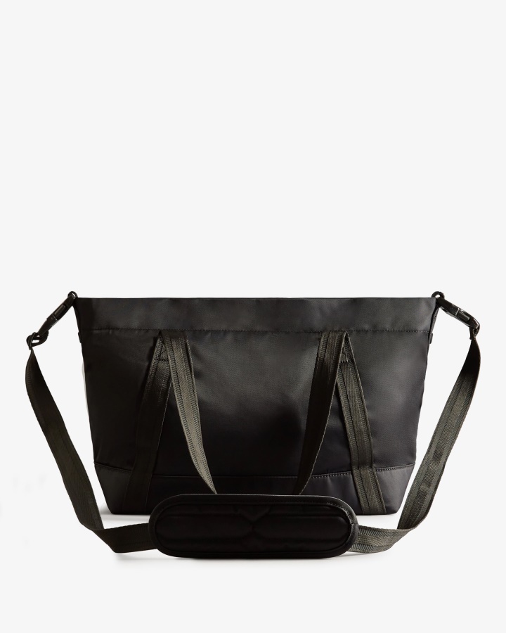 Bolso Shopper Mediano Con Clip En La Parte Superior De Hunter De Nailon Negro