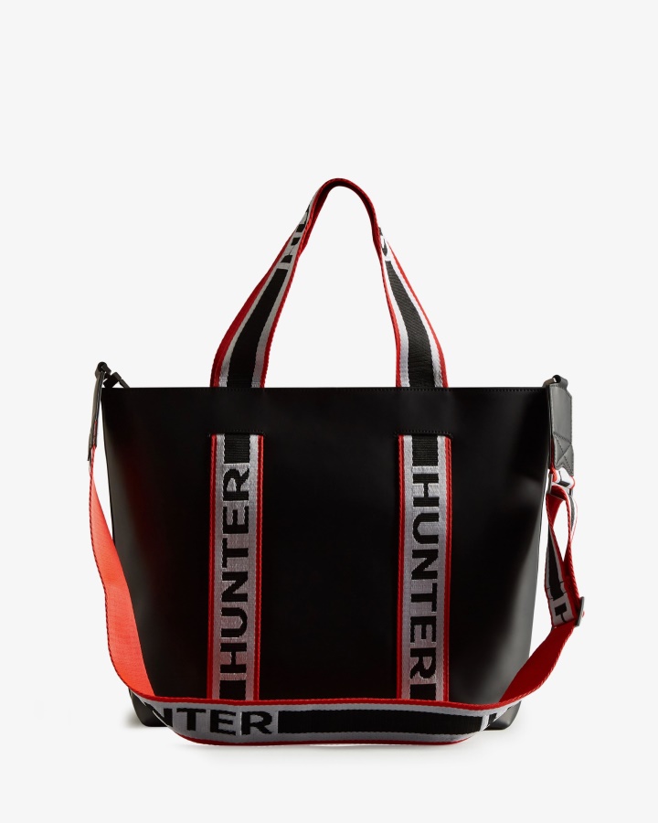 Bolso Tote East-west De Cuero Engomado Hunter Negro