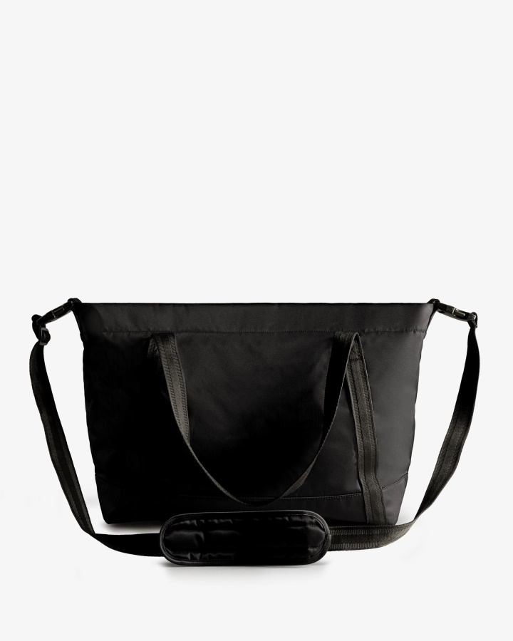 Bolso Tote Grande De Nylon Con Clip En La Parte Superior De Hunter Negro