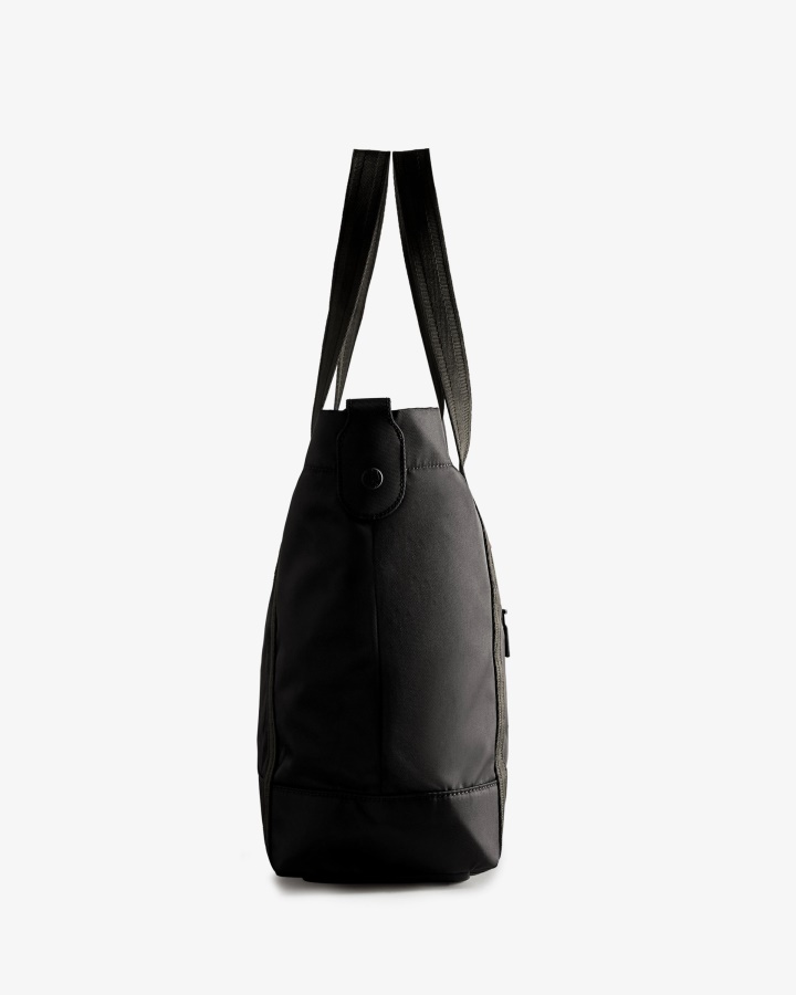 Bolso Tote Grande De Nylon Con Clip En La Parte Superior De Hunter Negro