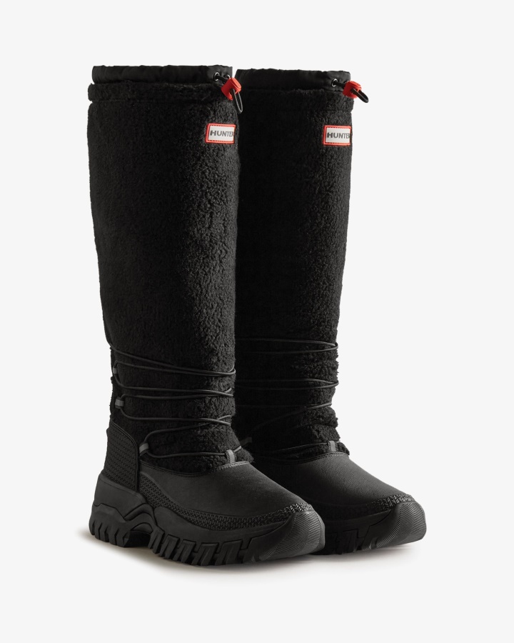 Botas Altas Para La Nieve Con Aislamiento De Piel De Oveja Vegana Wanderer De Hunter Para Mujer Color Negro