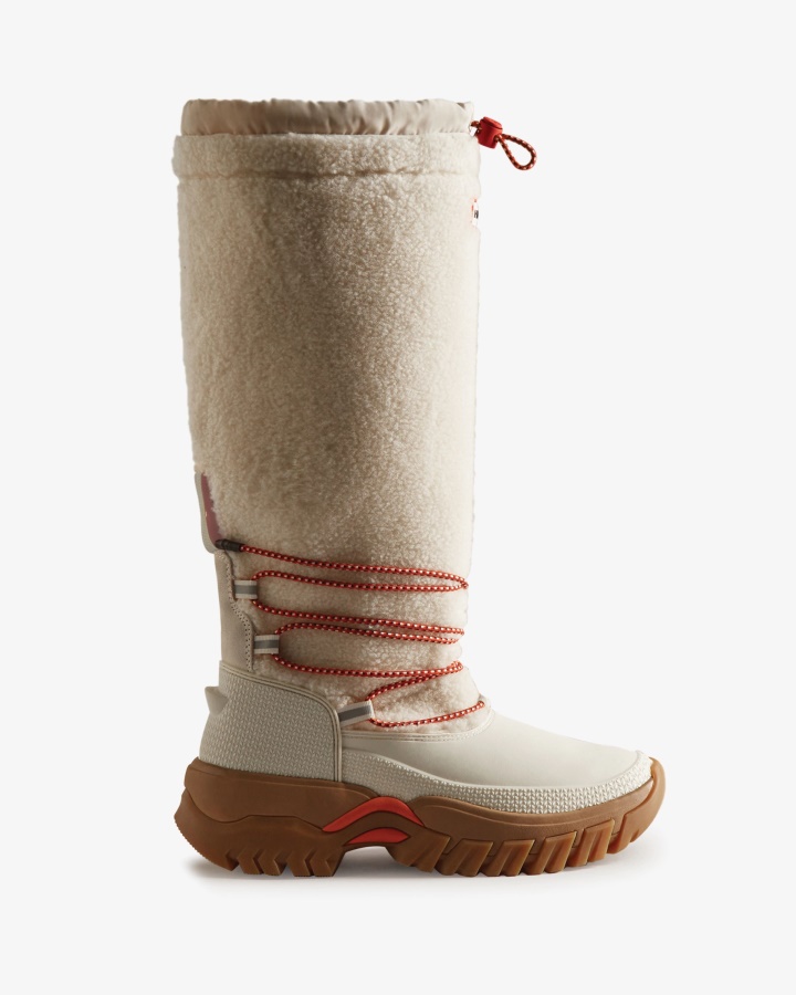 Botas Altas Para La Nieve Con Aislamiento De Piel De Oveja Vegana Wanderer Para Mujer De Hunter White Willow-Gum