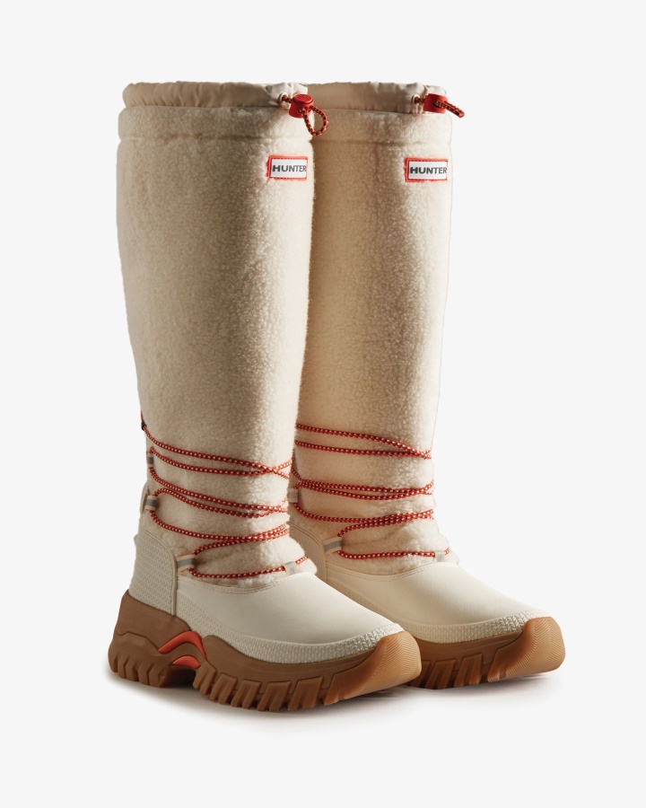 Botas Altas Para La Nieve Con Aislamiento De Piel De Oveja Vegana Wanderer Para Mujer De Hunter White Willow-Gum