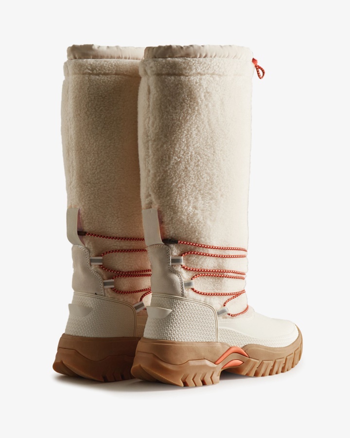 Botas Altas Para La Nieve Con Aislamiento De Piel De Oveja Vegana Wanderer Para Mujer De Hunter White Willow-Gum