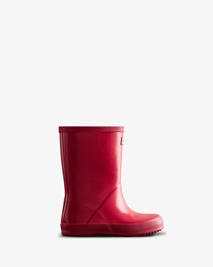Botas De Agua Brillantes Para Niños Primero (18 Meses-8 Años) De Hunter Original Rosa Brillante