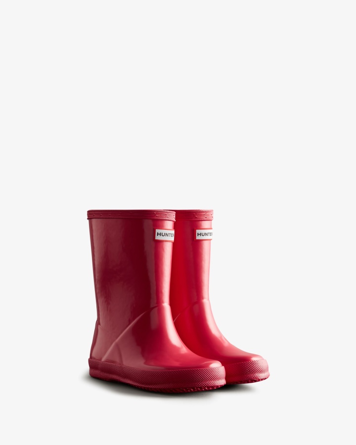 Botas De Agua Brillantes Para Niños Primero (18 Meses-8 Años) De Hunter Original Rosa Brillante