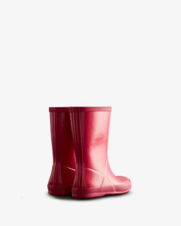Botas De Agua Brillantes Para Niños Primero (18 Meses-8 Años) De Hunter Original Rosa Brillante