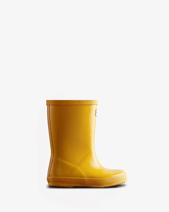 Botas De Agua Con Brillo Para Niños First (18 Meses-8 Años) Original De Hunter Amarillo