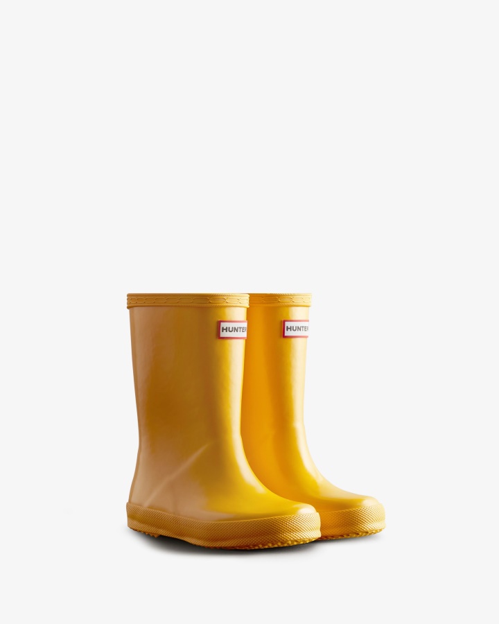 Botas De Agua Con Brillo Para Niños First (18 Meses-8 Años) Original De Hunter Amarillo