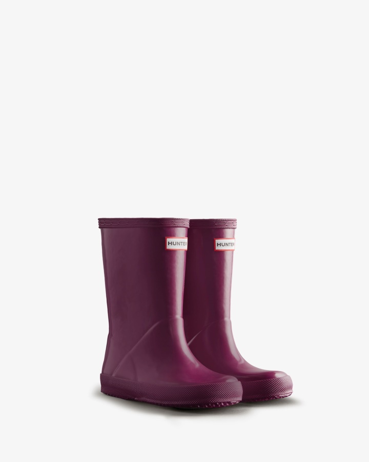 Botas De Agua Con Brillo Para Niños First (18 Meses-8 Años) Original De Hunter Violeta