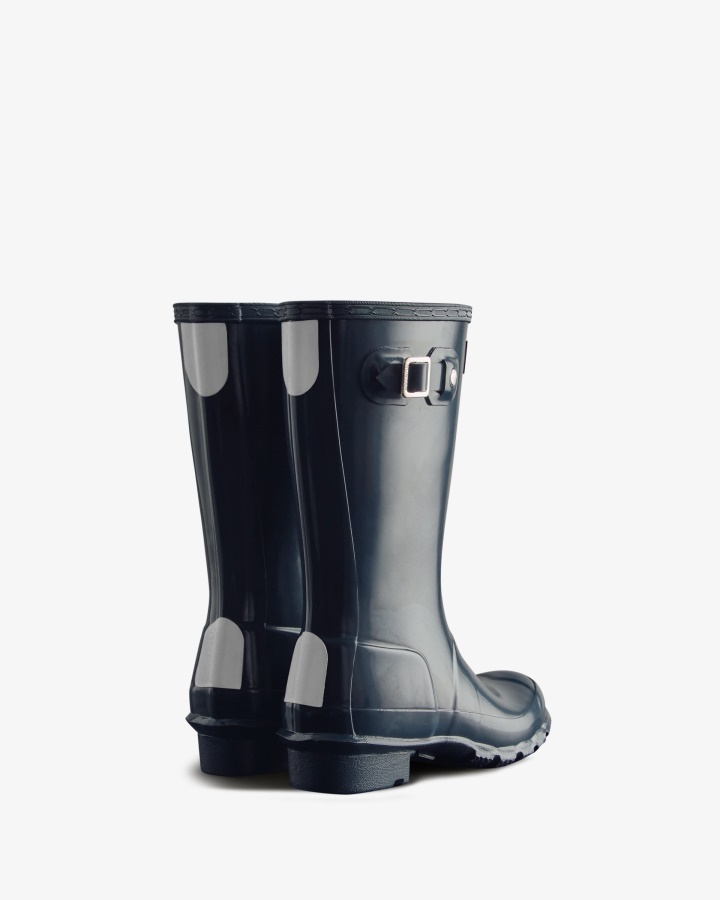 Botas De Agua Con Brillo Para Niños Grandes (5-11 Años) De Hunter Original Azul Marino