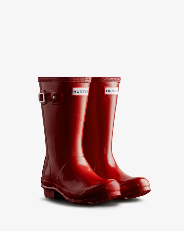 Botas De Agua Con Brillo Para Niños Grandes (5-11 Años) De Hunter Original Rojo Militar