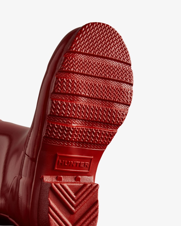 Botas De Agua Con Brillo Para Niños Grandes (5-11 Años) De Hunter Original Rojo Militar