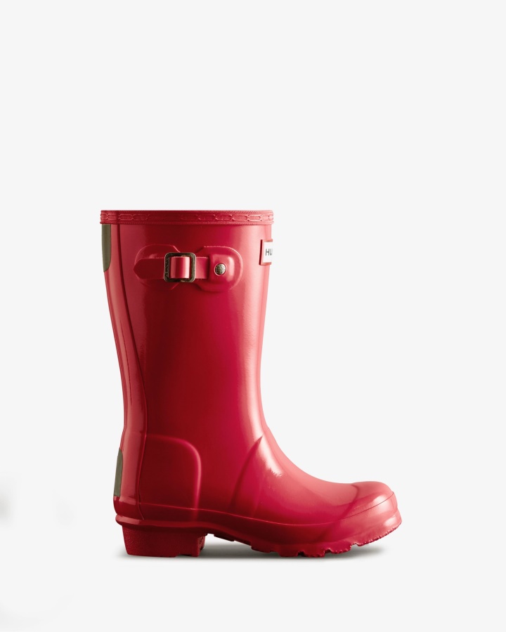 Botas De Agua Con Brillo Para Niños Grandes (5-11 Años) De Hunter Original Rowan Pink