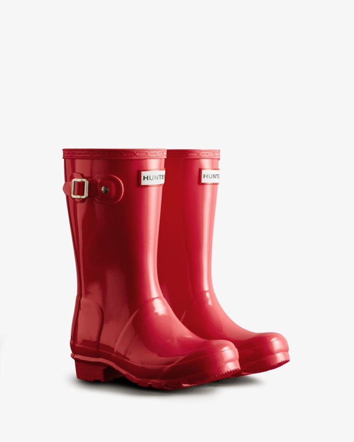 Botas De Agua Con Brillo Para Niños Grandes (5-11 Años) De Hunter Original Rowan Pink