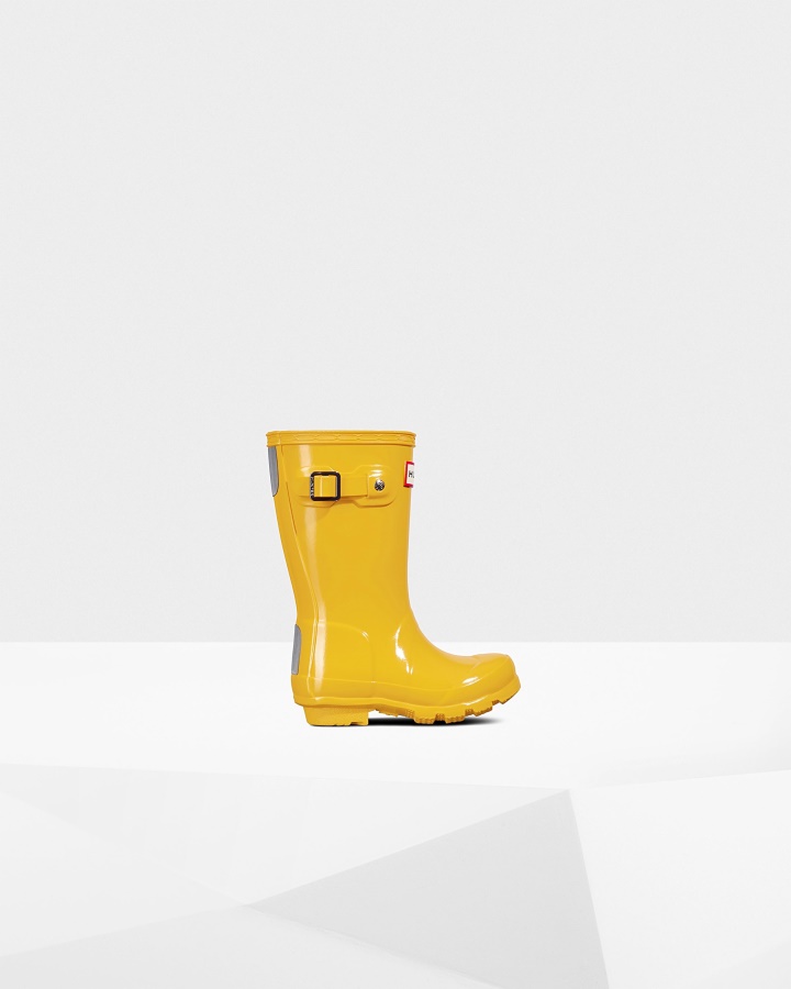 Botas De Agua Con Brillo Para Niños Pequeños (2-6 Años) Original De Hunter Amarillo