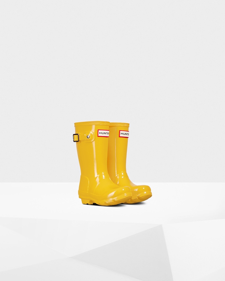Botas De Agua Con Brillo Para Niños Pequeños (2-6 Años) Original De Hunter Amarillo
