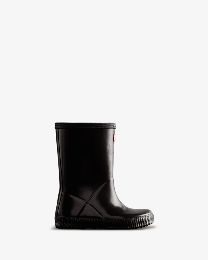 Botas De Agua Con Brillo Para Niños Primero (18 Meses-8 Años) De Hunter Original Negro