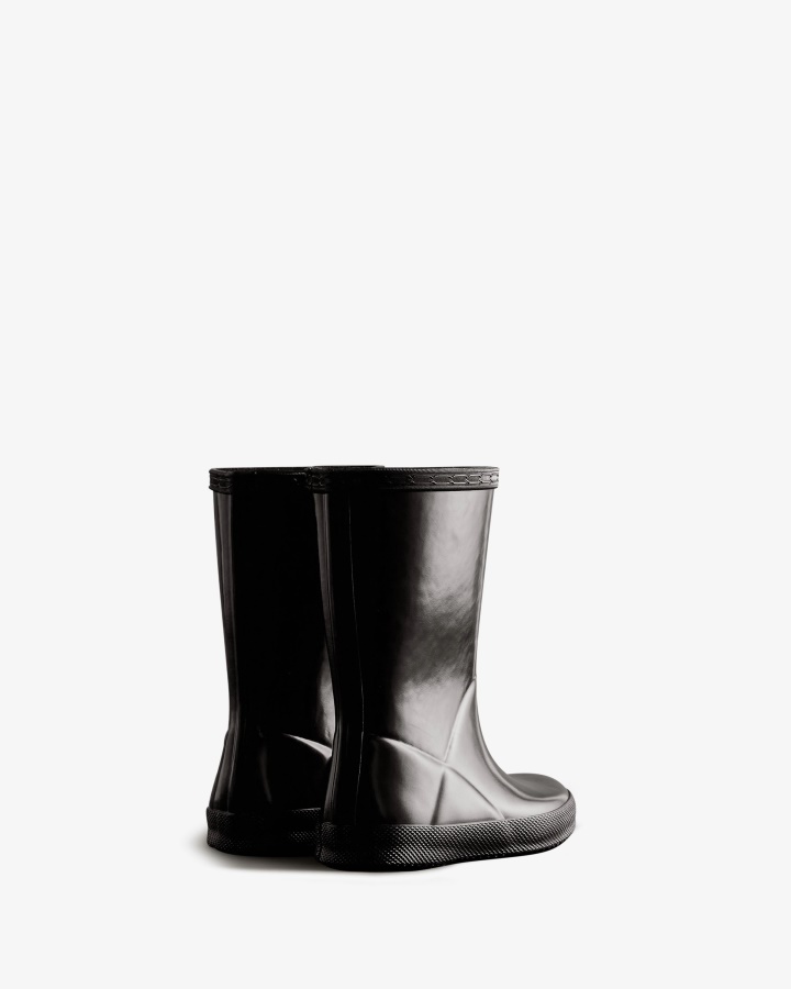 Botas De Agua Con Brillo Para Niños Primero (18 Meses-8 Años) De Hunter Original Negro