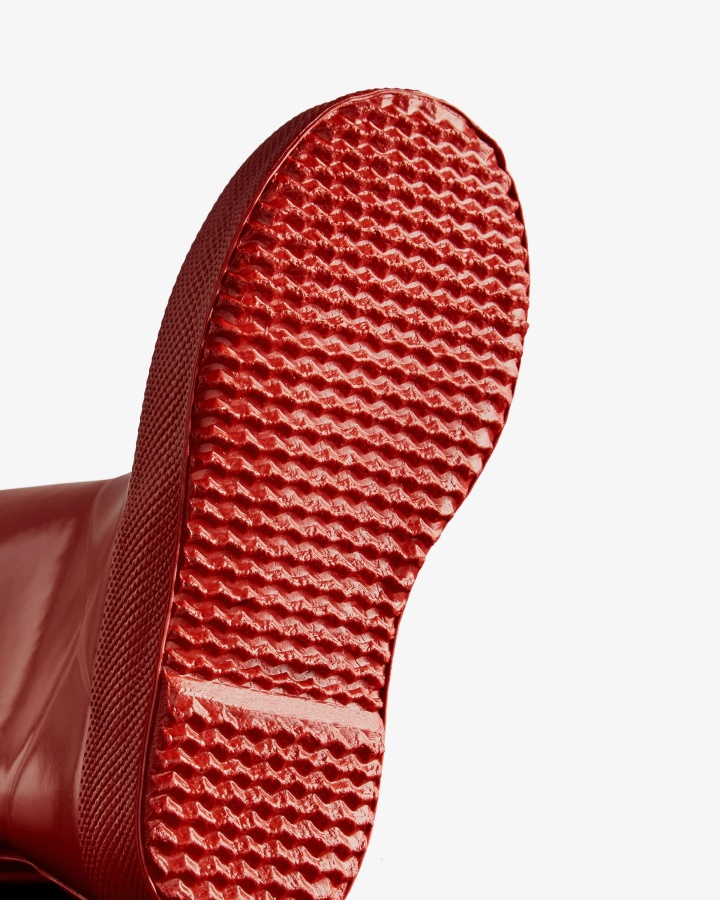 Botas De Agua Con Brillo Para Niños Primero (18 Meses-8 Años) De Hunter Original Rojo Militar