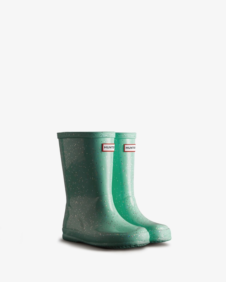 Botas De Agua Con Purpurina Gigante Hunter Kids First (18 Meses-8 Años) Menta Salvaje