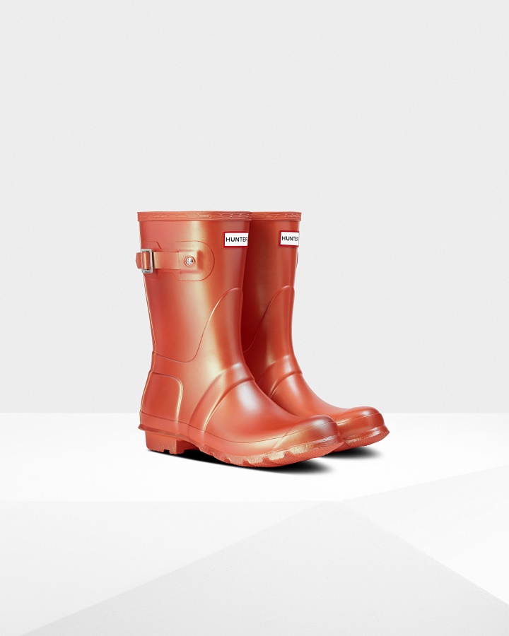 Botas De Agua Cortas Mujer Hunter Nebula Alpine Poppy Naranja