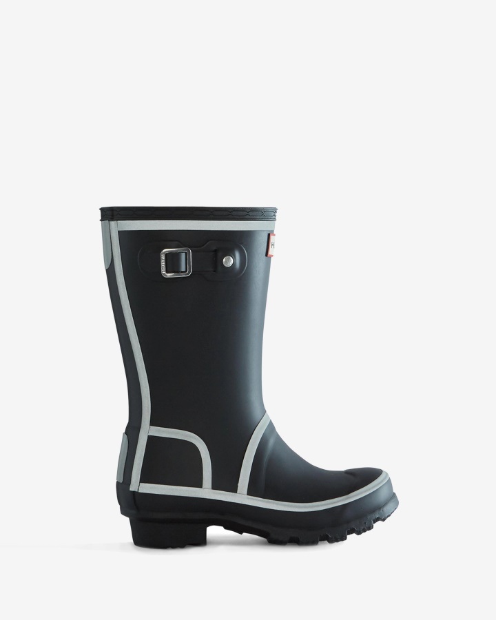 Botas De Agua Hunter Big Kids (5-11 Años) Con Contorno Reflectante Negro
