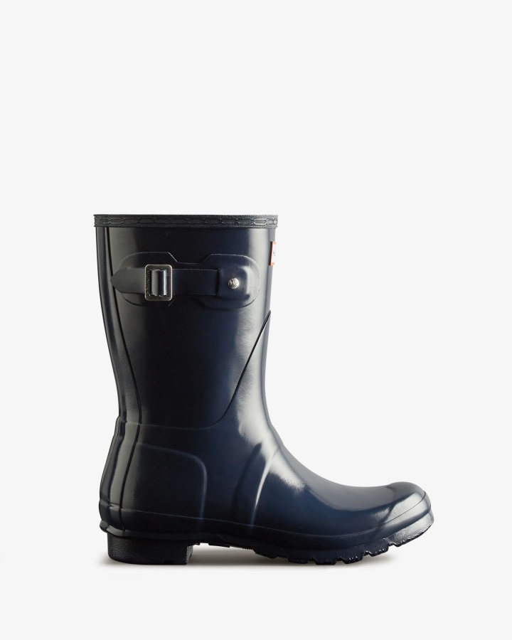 Botas De Agua Hunter Mujer Original Short Gloss Azul Marino