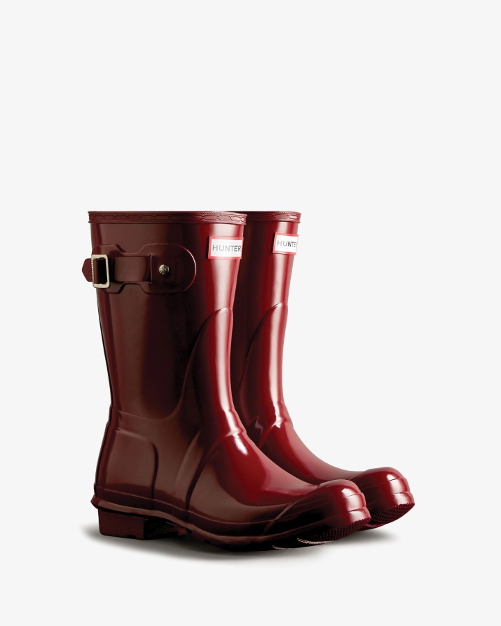 Botas De Agua Hunter Mujer Original Short Gloss Otoño Rojo