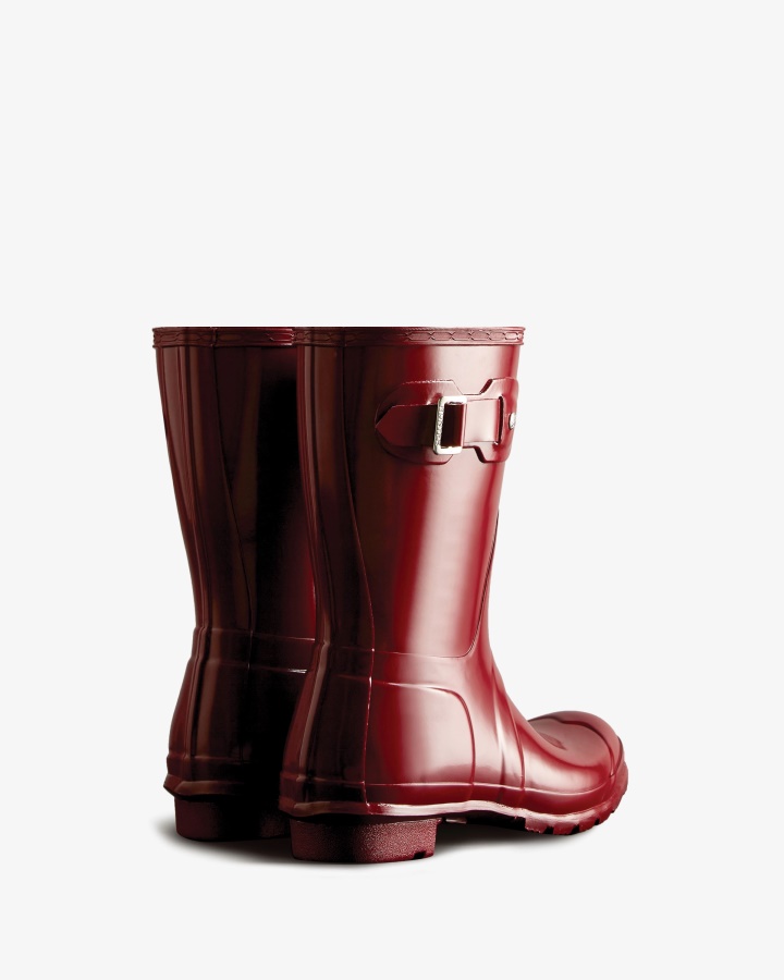 Botas De Agua Hunter Mujer Original Short Gloss Otoño Rojo