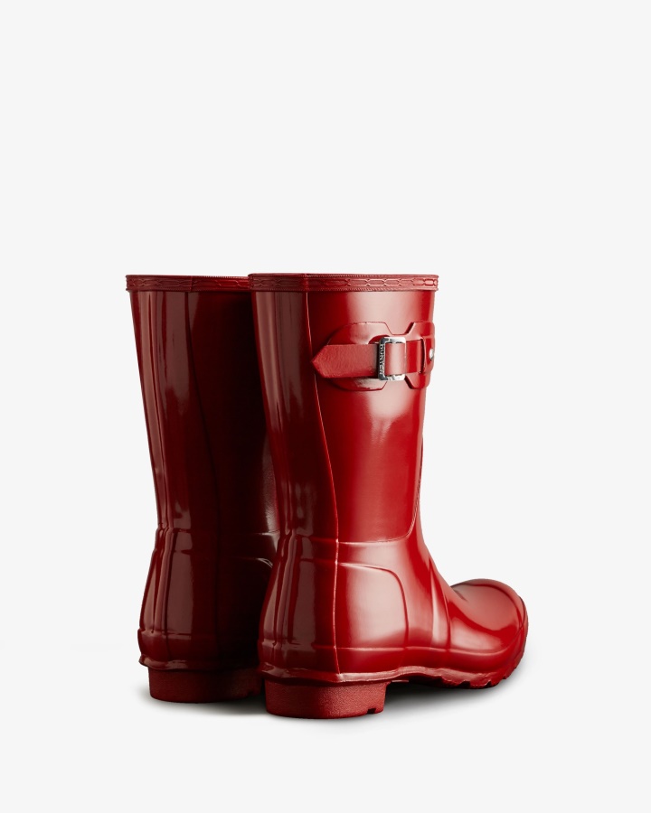 Botas De Agua Hunter Mujer Original Short Gloss Rojo Militar