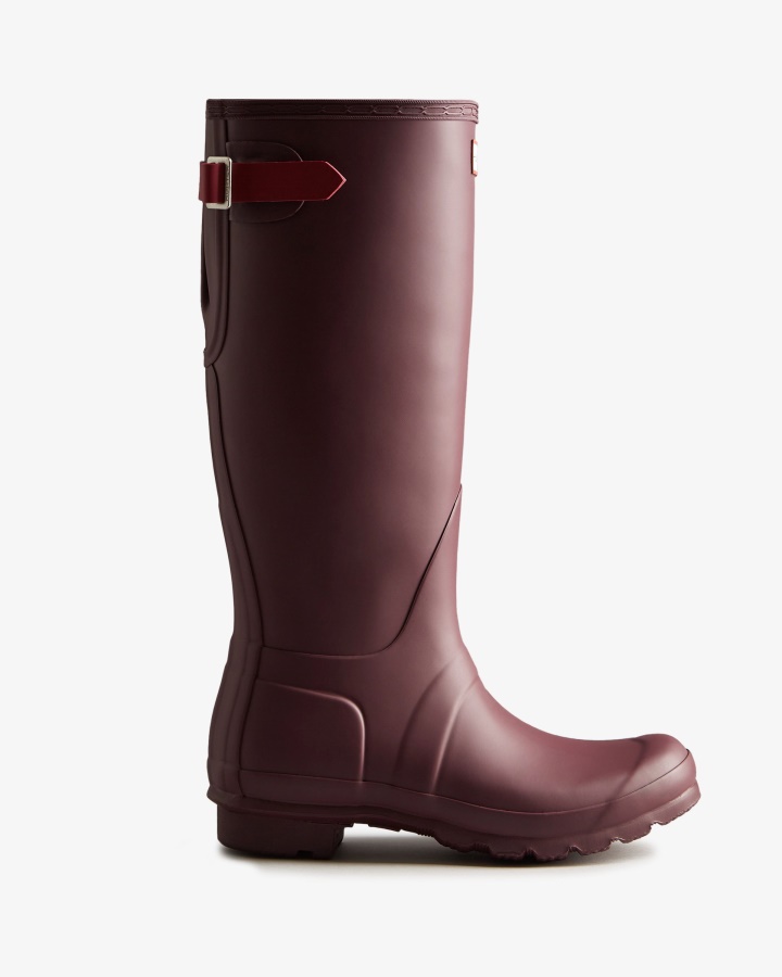 Botas De Agua Hunter Mujer Tall Back Ajustables Chestnut Crust Brown-hayes Burgundy