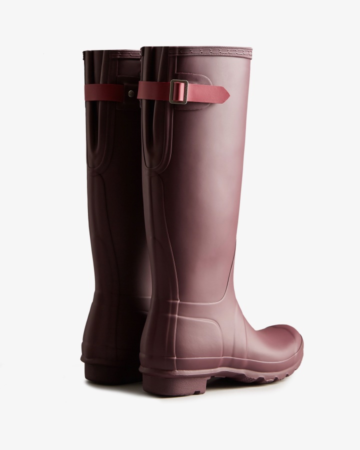 Botas De Agua Hunter Mujer Tall Back Ajustables Chestnut Crust Brown-hayes Burgundy