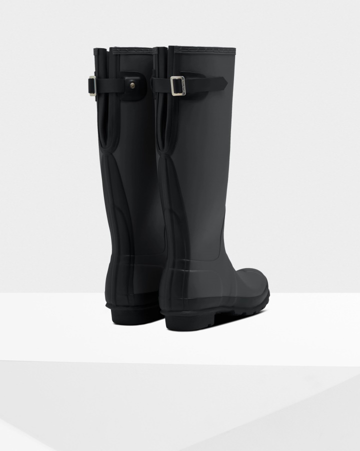 Botas De Agua Hunter Mujer Tall Back Ajustables Luna Gris-negro