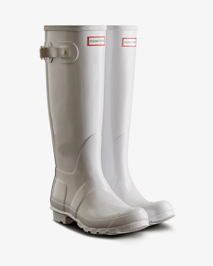 Botas De Agua Hunter Mujer Tall Gloss Original Blanco