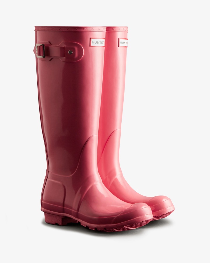 Botas De Agua Hunter Originales Tall Gloss Para Mujer Pink Shiver