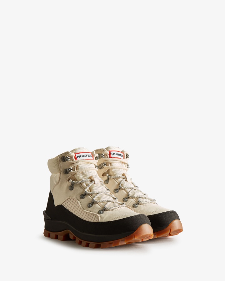Botas De Comando Con Cordones Y Aislamiento Explorer Para Mujer De Hunter White Willow-cosy Cream-black