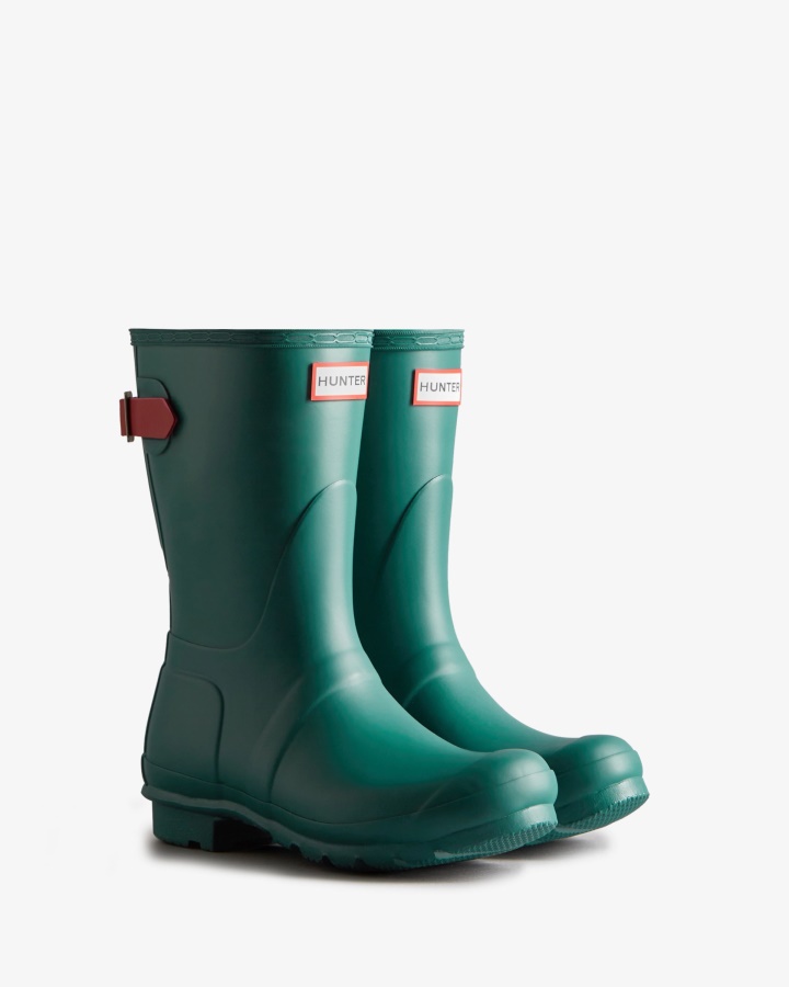 Botas De Lluvia Ajustables Traseras Cortas Para Mujer Hunter Loch Awe Blue-glenmore Rose