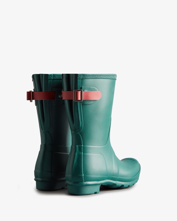 Botas De Lluvia Ajustables Traseras Cortas Para Mujer Hunter Loch Awe Blue-glenmore Rose