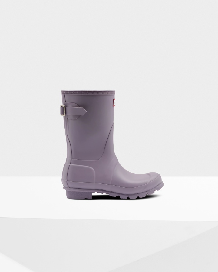 Botas De Lluvia Ajustables Traseras Cortas Para Mujer Hunter Parte Superior Morada