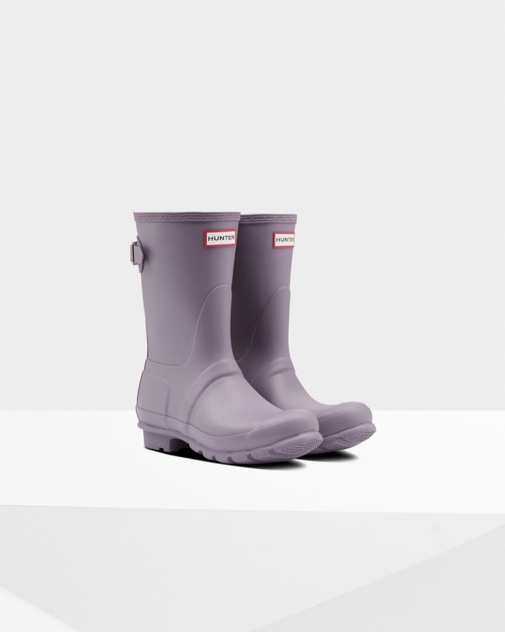 Botas De Lluvia Ajustables Traseras Cortas Para Mujer Hunter Parte Superior Morada