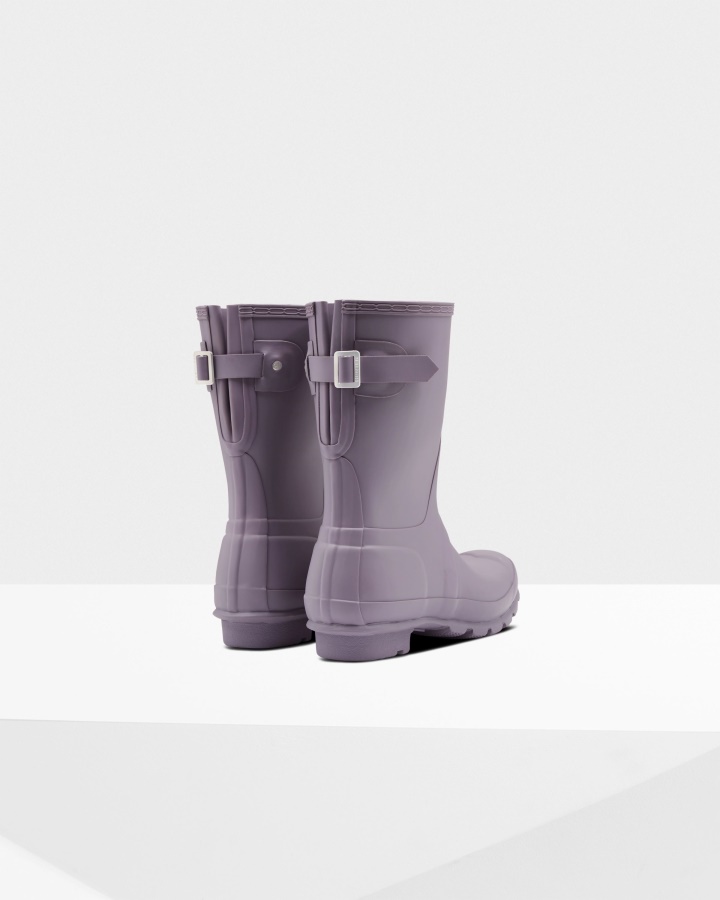 Botas De Lluvia Ajustables Traseras Cortas Para Mujer Hunter Parte Superior Morada