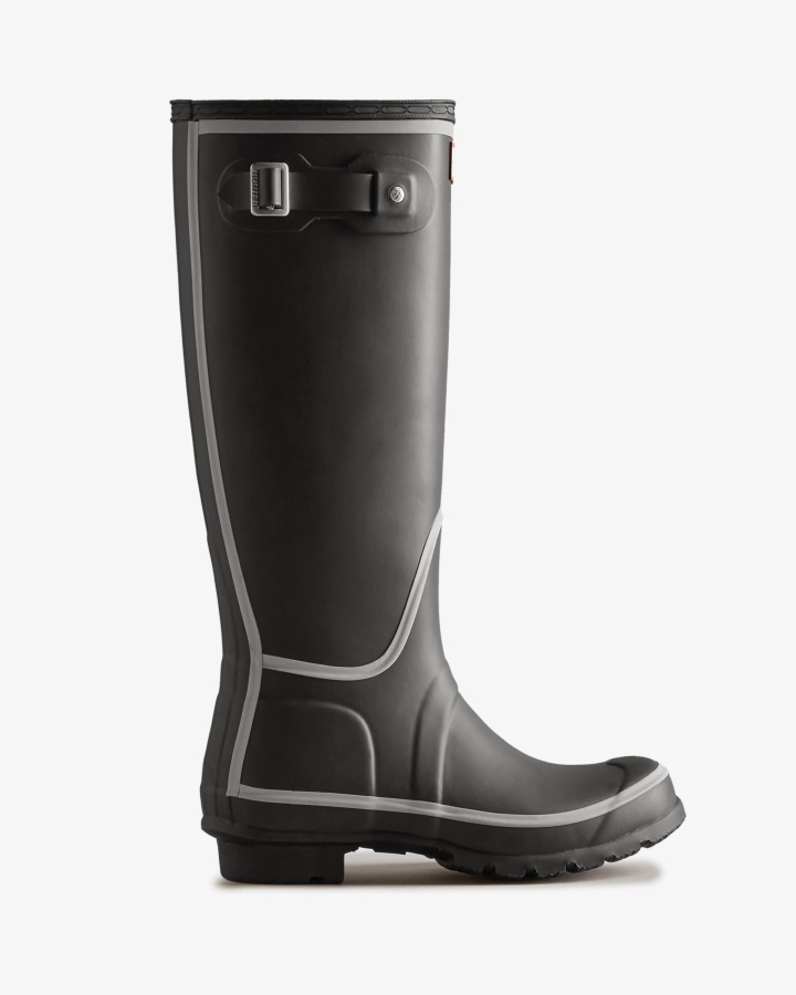 Botas De Lluvia Altas Con Contorno Reflectante Para Mujer Hunter Negras