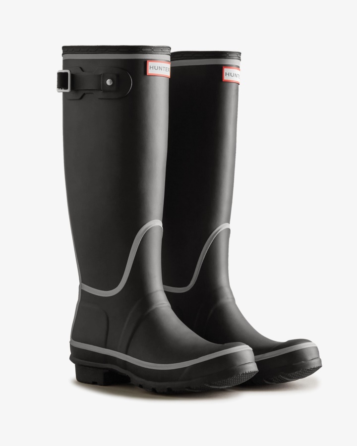 Botas De Lluvia Altas Con Contorno Reflectante Para Mujer Hunter Negras