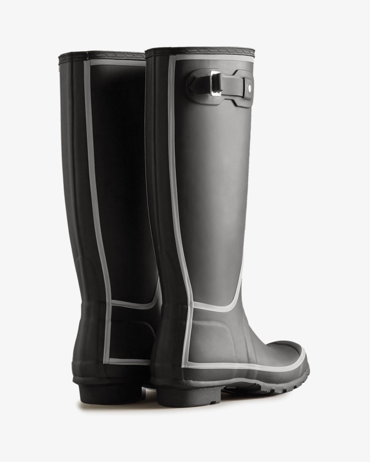 Botas De Lluvia Altas Con Contorno Reflectante Para Mujer Hunter Negras