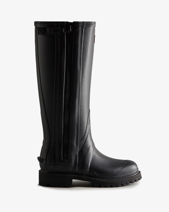 Botas De Lluvia Altas Con Cremallera De Caucho Balmoral Commando De Hunter Para Mujer Color Negro
