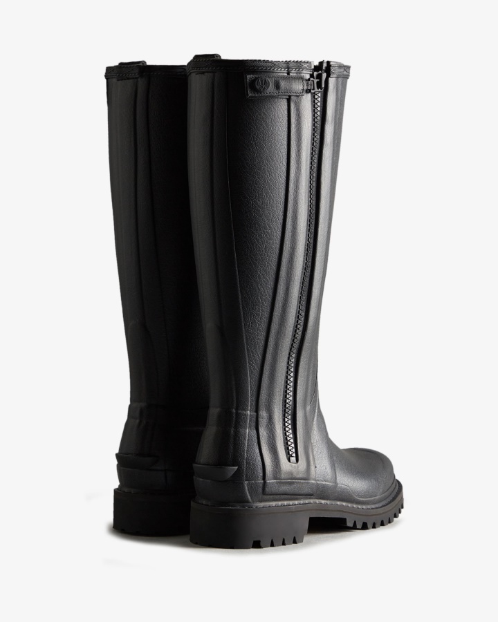 Botas De Lluvia Altas Con Cremallera De Caucho Balmoral Commando De Hunter Para Mujer Color Negro
