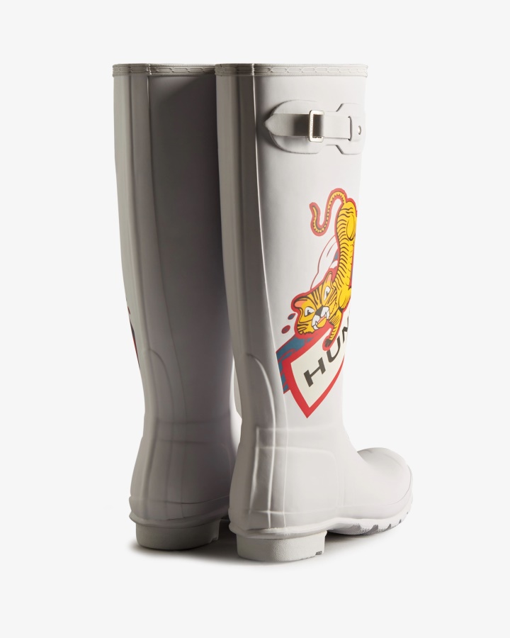 Botas De Lluvia Altas Con Logo De Tigre Grande Año Nuevo Lunar Para Mujer Hunter Spurrey Blanco